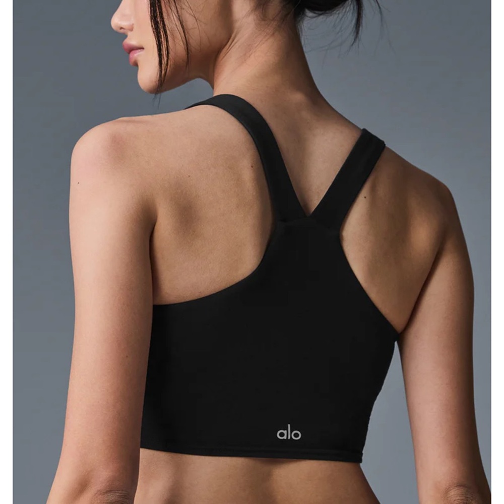 ALO Yoga Black Racerback Sports Bra with Wide Straps